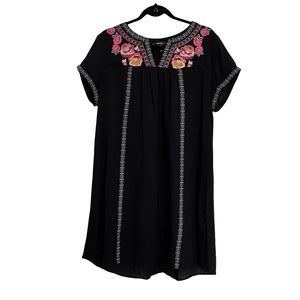 Andree by unit black floral shift dress size large